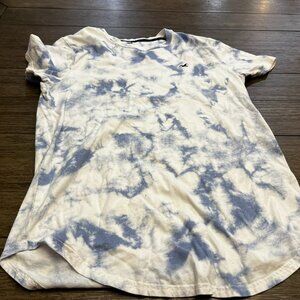 Hollister Callifornia - Curved Hem T-Shirt - Blue/White Tie Dyed - Men's Size M